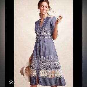 Anthropologie Moulinette Soeurs Embroidered Waters Dress